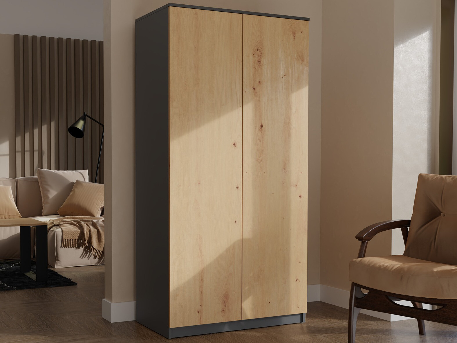 Armadio Elbvelu 117 (Antracite + Rovere Artisan)