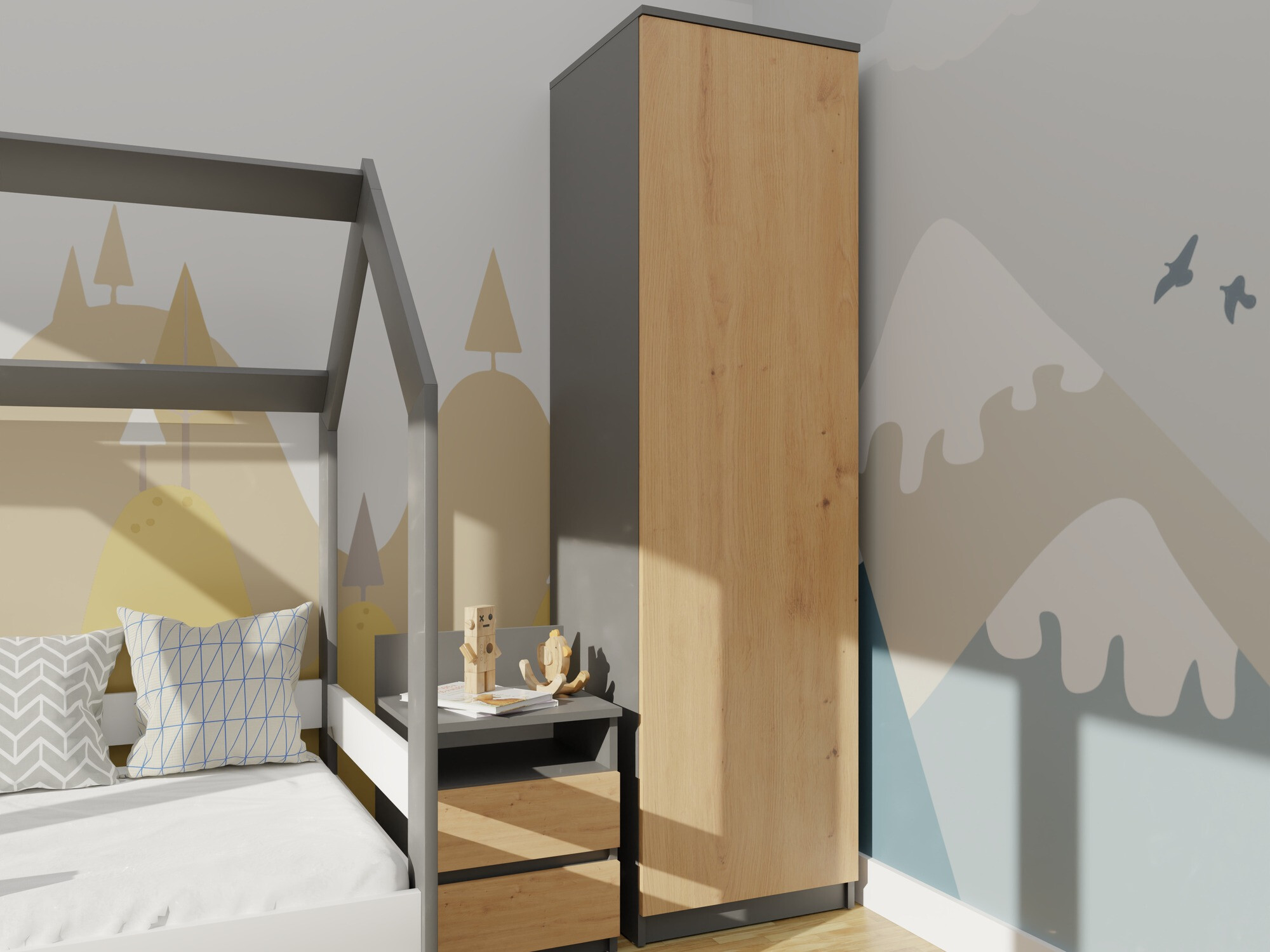 Armadio Elbvelu 118 (Antracite + Rovere Artisan)