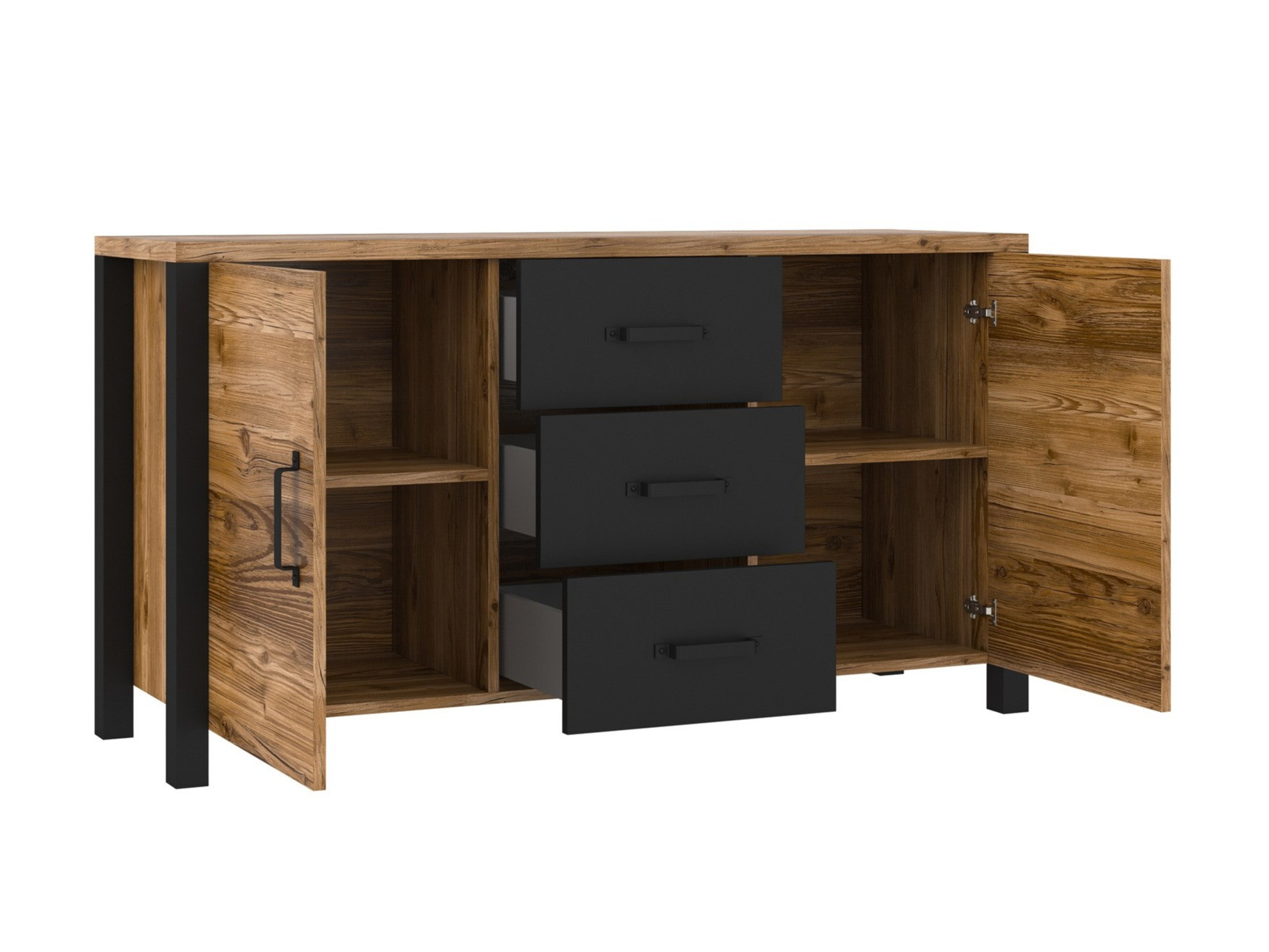 Cassettiera Tornua 103 (Abete scuro + Nero opaco)