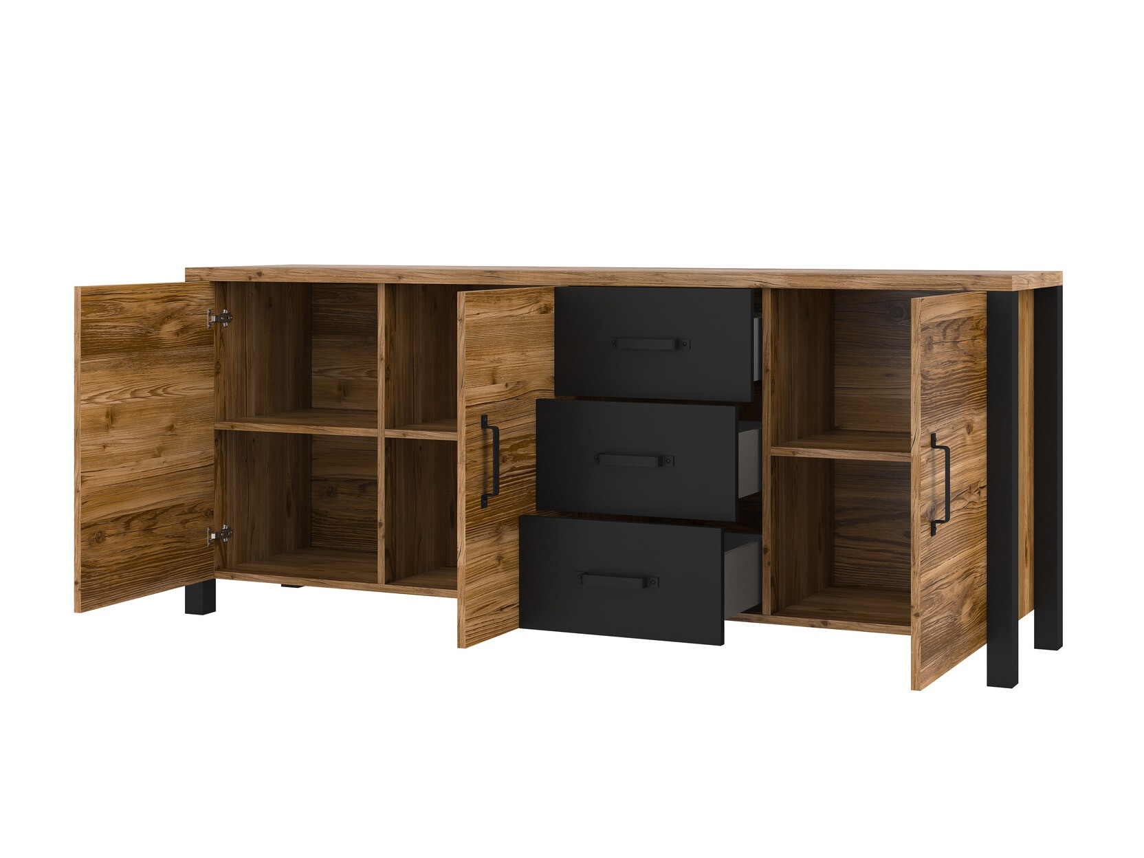 Cassettiera Tornua 106 (Abete scuro + Nero opaco)