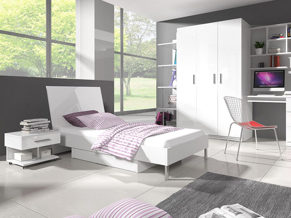 Comodino Campus (Bianco + Bianco lucido)