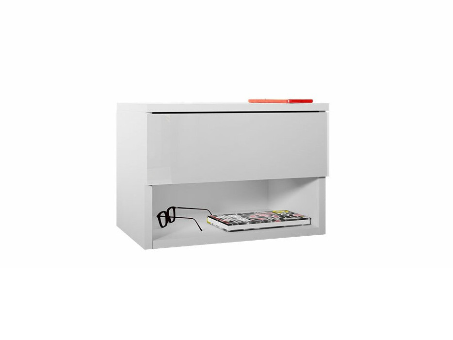 Comodino Papilix (Bianco + Bianco lucido)