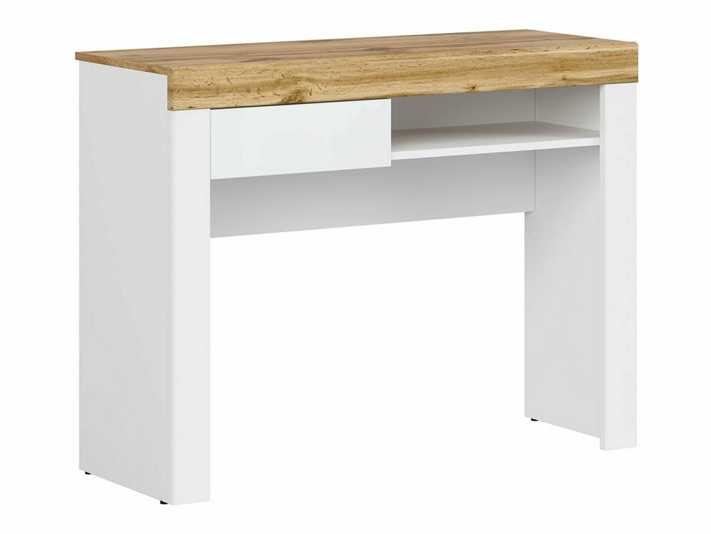 Scrivania da ufficio Sonsoru 131 (Bianco + Bianco lucido + Quercia di Wotan)