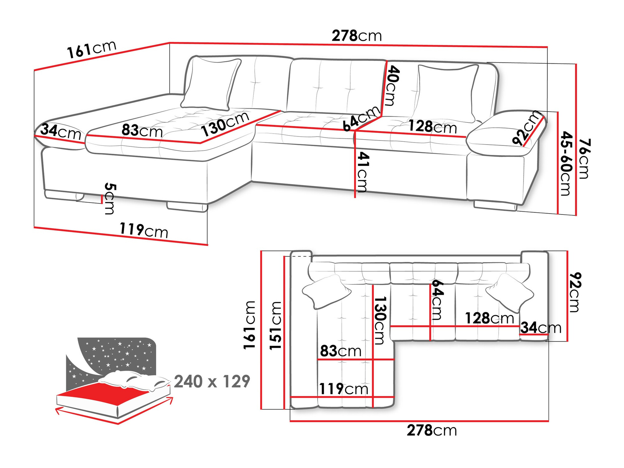 Divano angolare Comfivo Sanitas II (Horton 204.01)