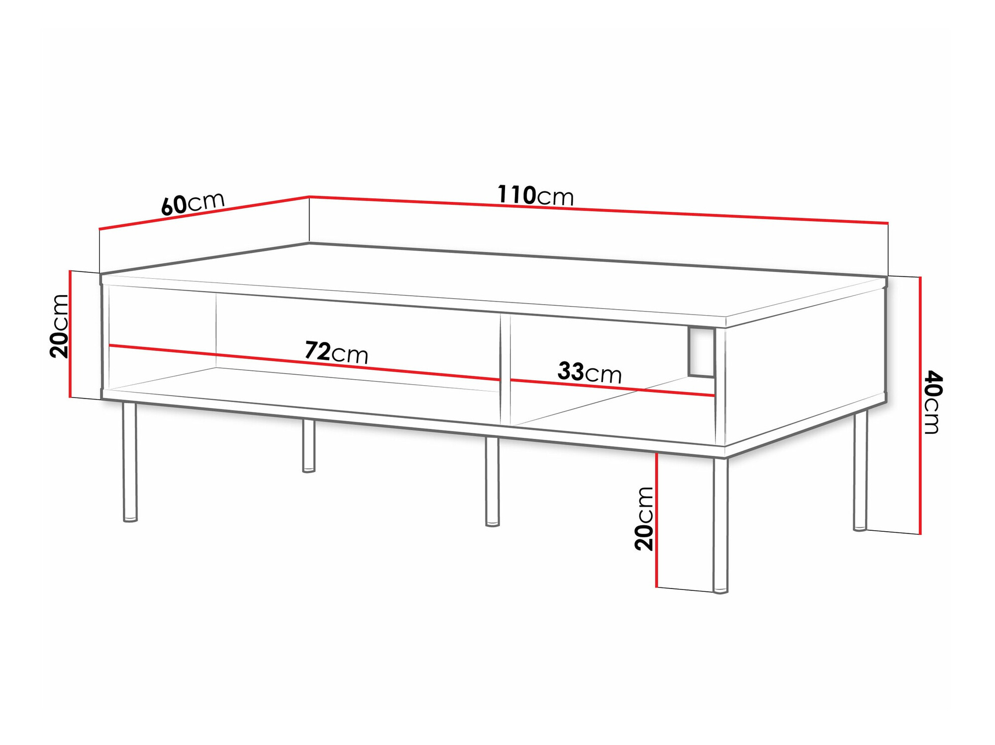 Tavolino da caffè Celra (Bianco)
