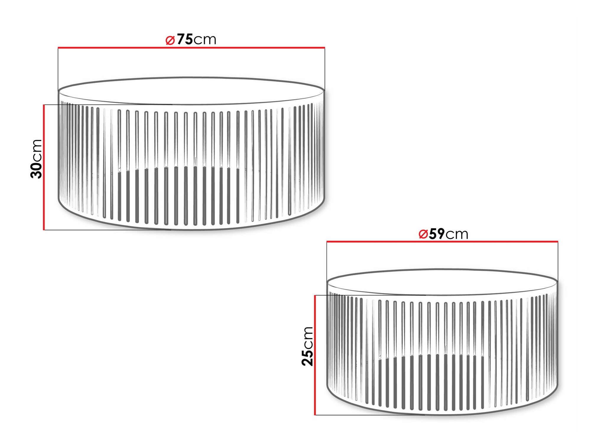 Set tavolino da caffè Prunis (Bianco + Nero)