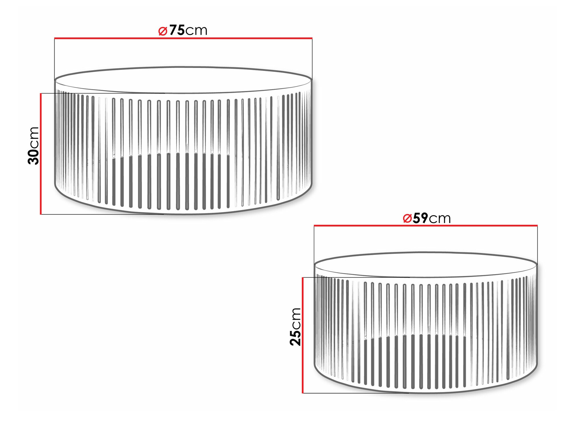 Set tavolino da caffè Prunis (Bianco)