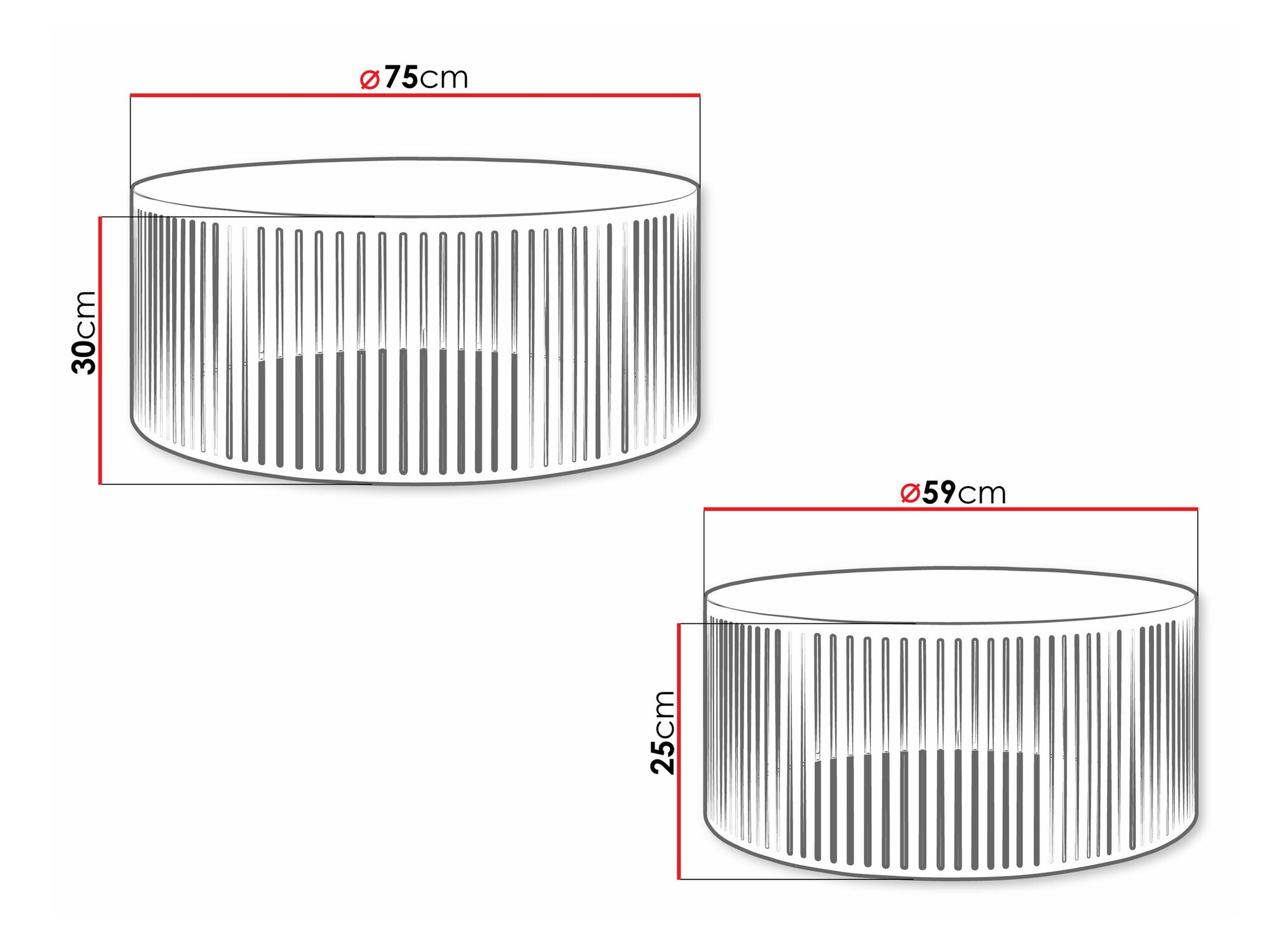 Set tavolino da caffè Prunis (Nero + Bianco)