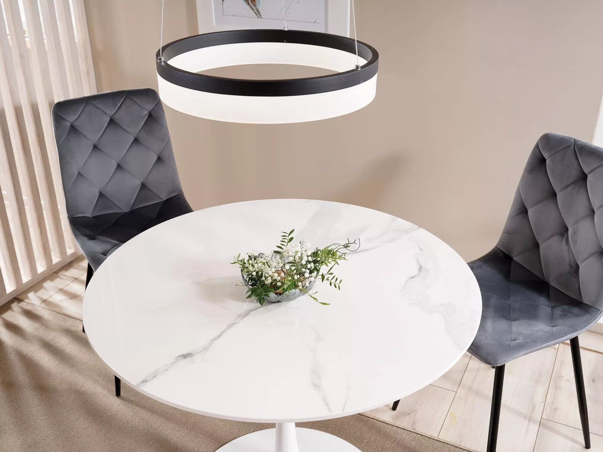 Tavolo Detroit 378 (Marmo bianco + Bianco)