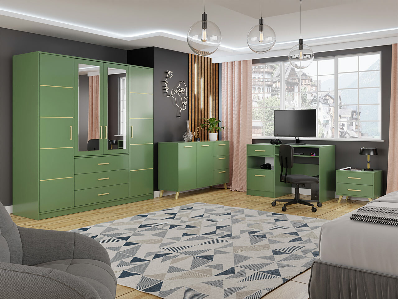 Set di mobili Rosa I (Verde)