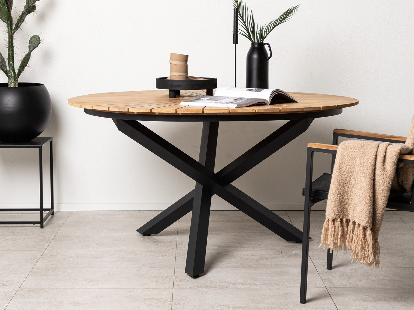 Tavolo esterno Dallas 5223 (Nero + Teak)
