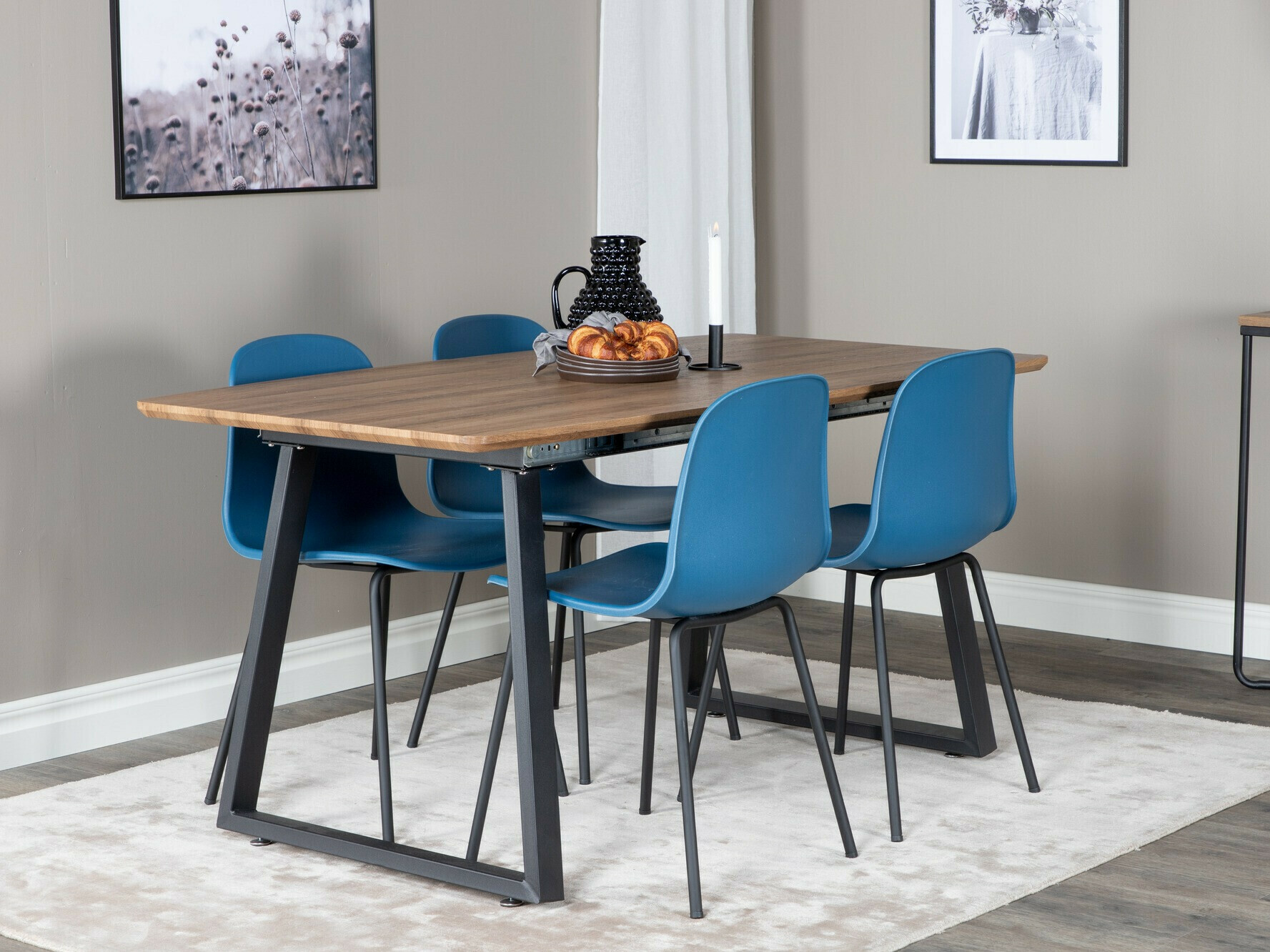 Set sala da pranzo Dallas 333 (Blu + Nero)