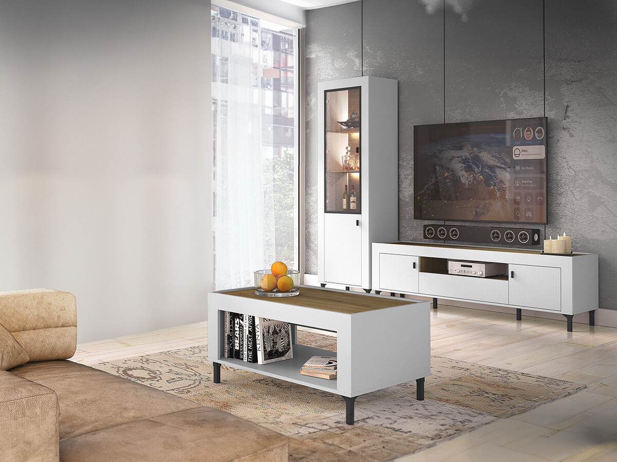 Parete attrezzata Mormavu 114 (Opaca bianco)