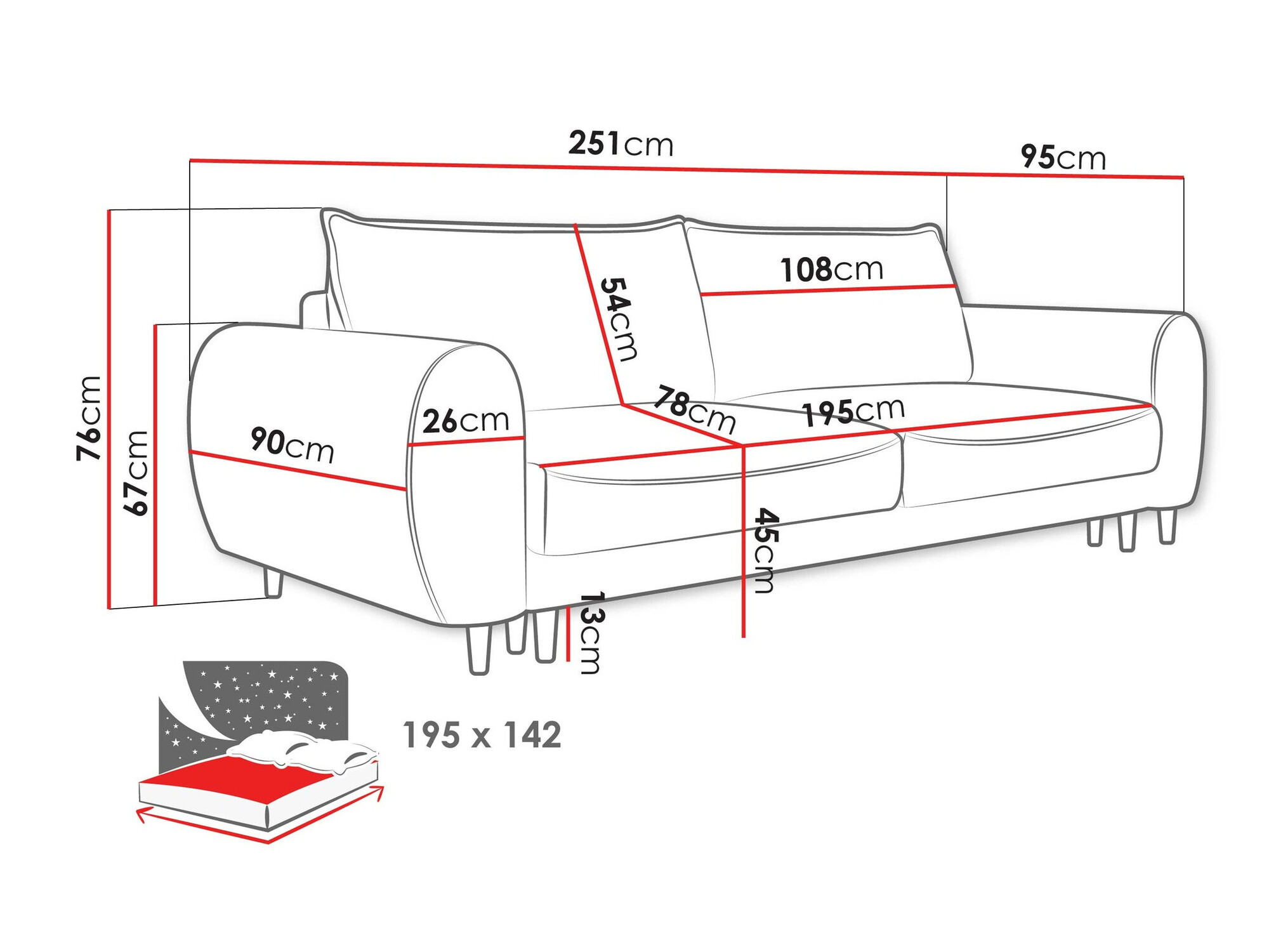 Divano letto TrendyNest Cervalis (Onega 11)