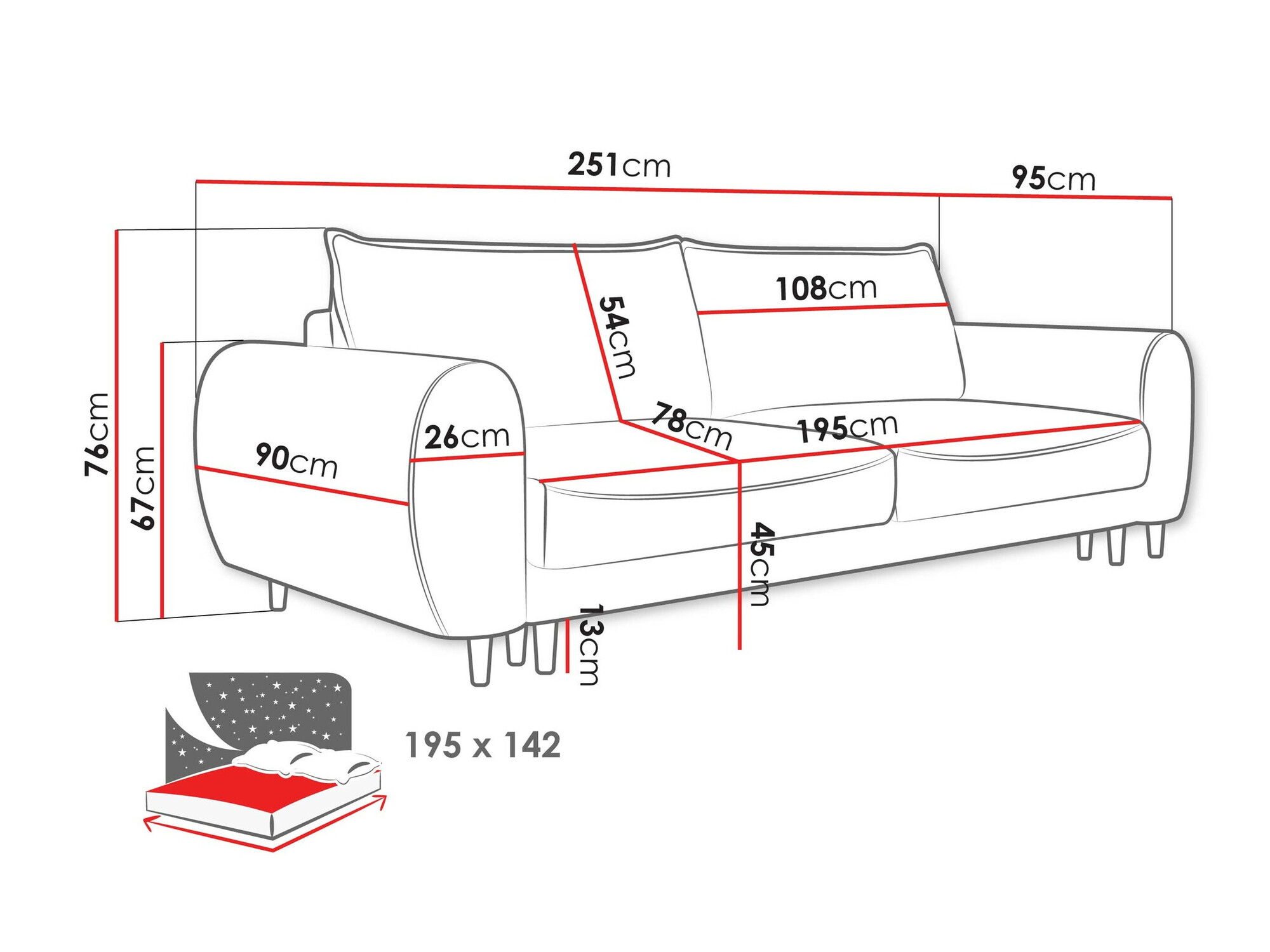 Divano letto TrendyNest Cervalis (Onega 14)