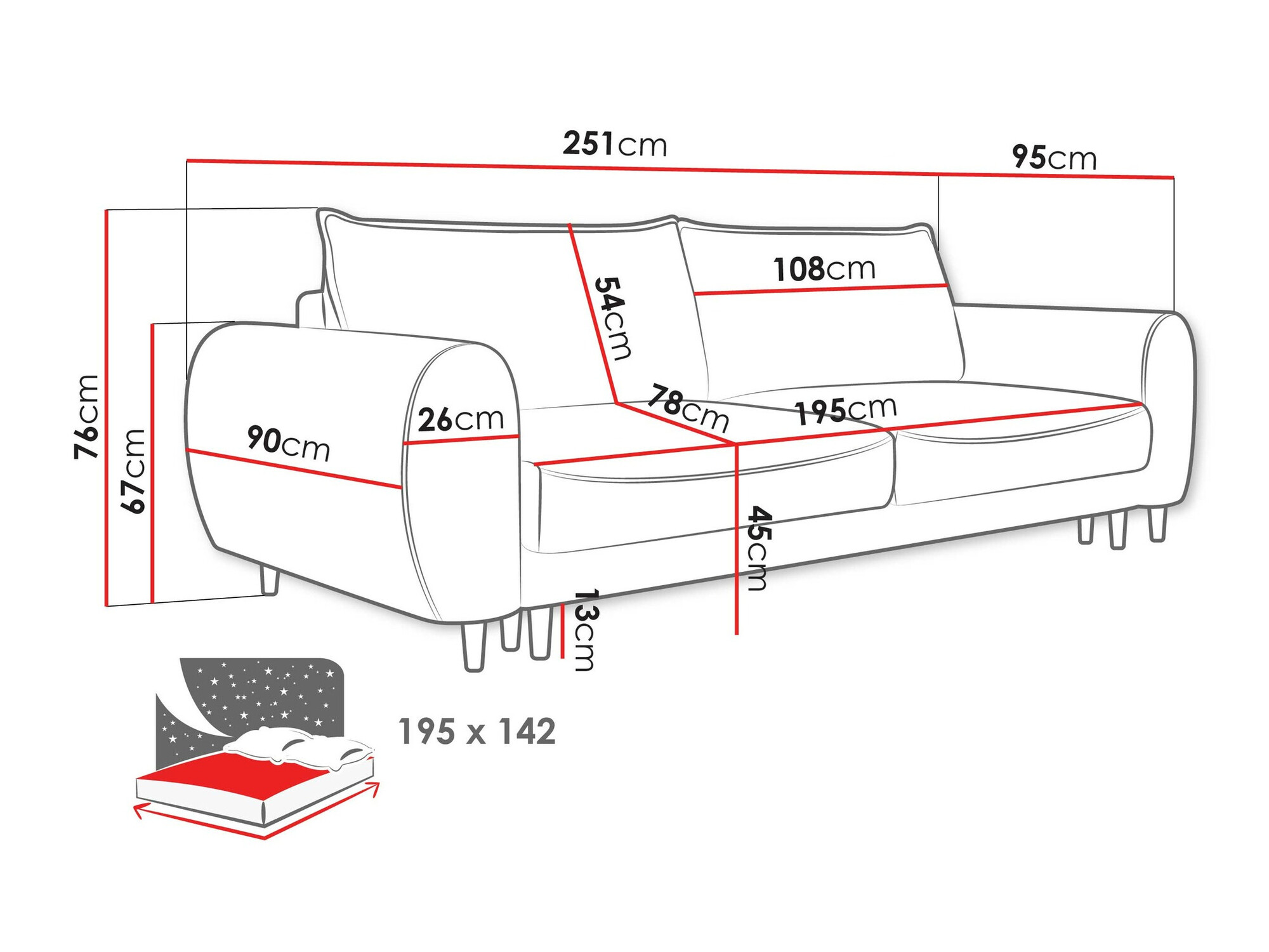 Divano letto TrendyNest Cervalis (Onega 15)