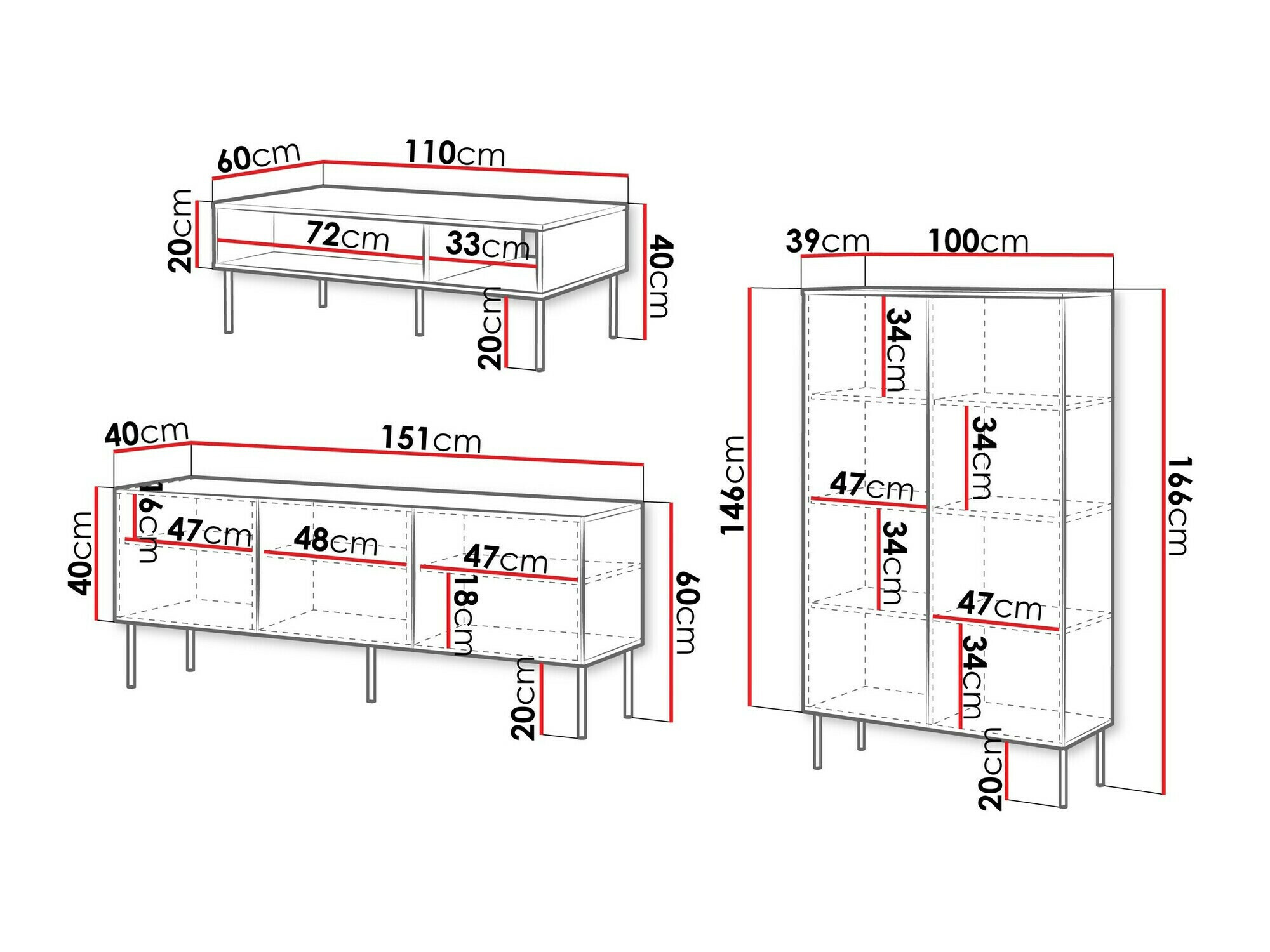 Parete attrezzata Celra (Bianco)