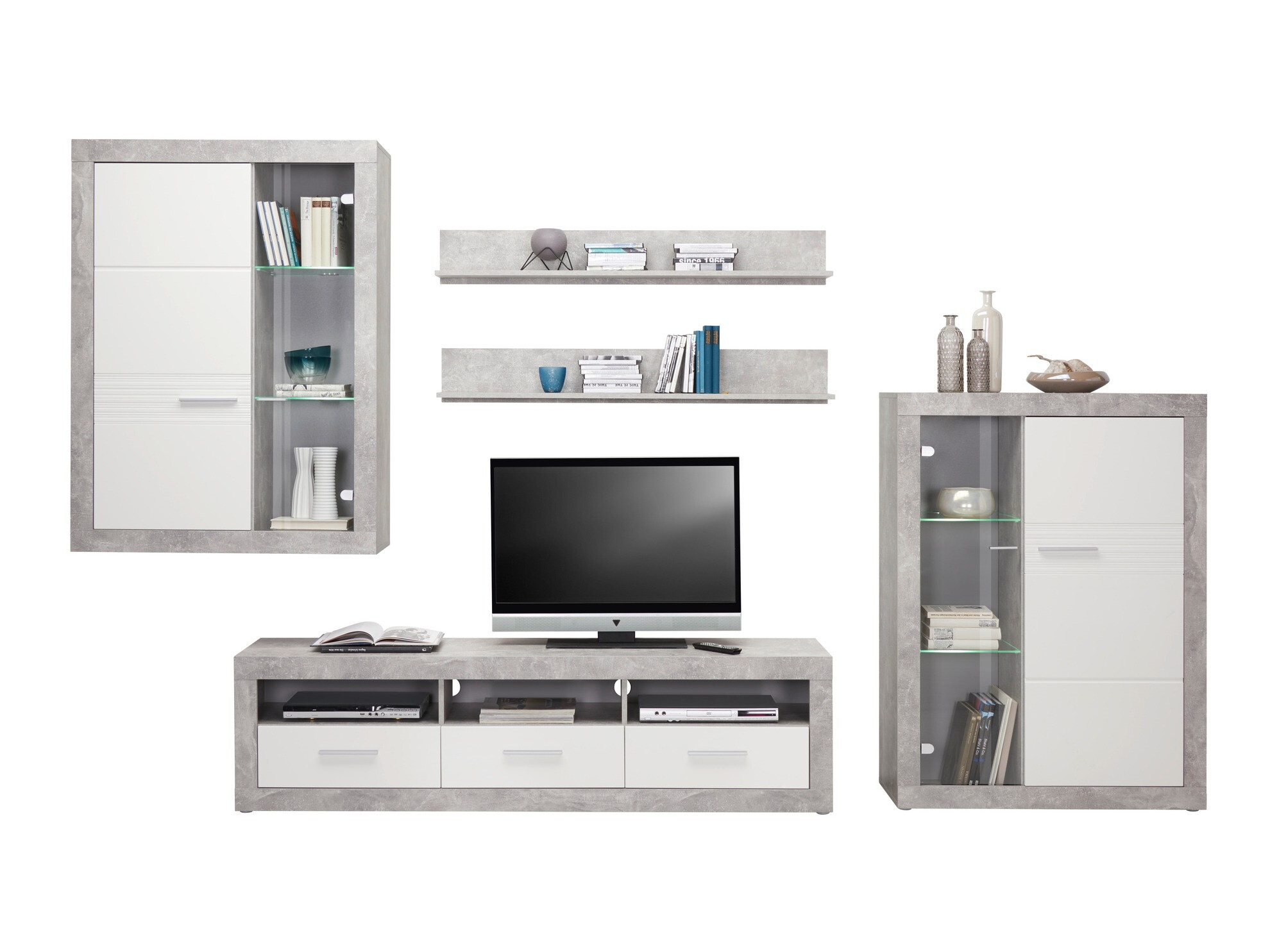 Parete attrezzata Romfera 116 (Grigio + Bianco)