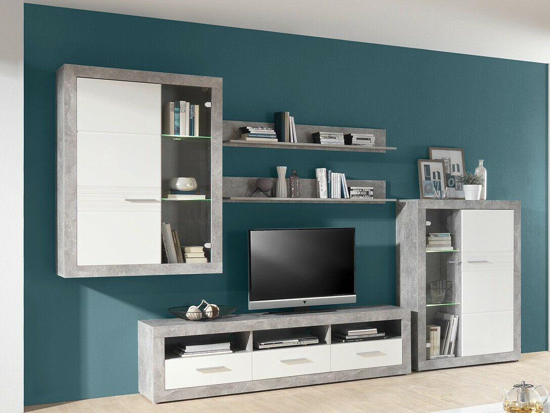 Parete attrezzata Romfera 116 (Grigio + Bianco)