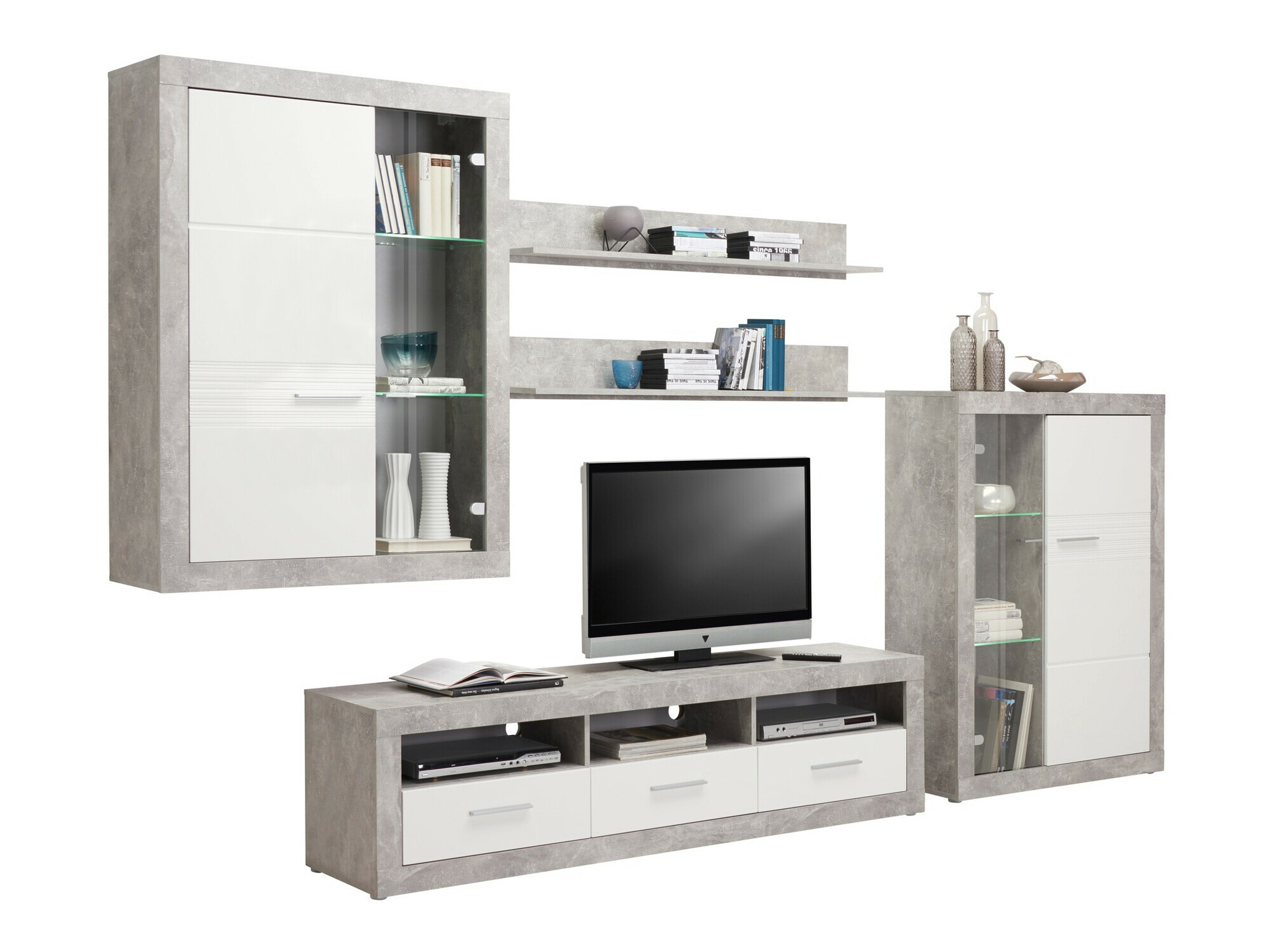 Parete attrezzata Romfera 116 (Grigio + Bianco)