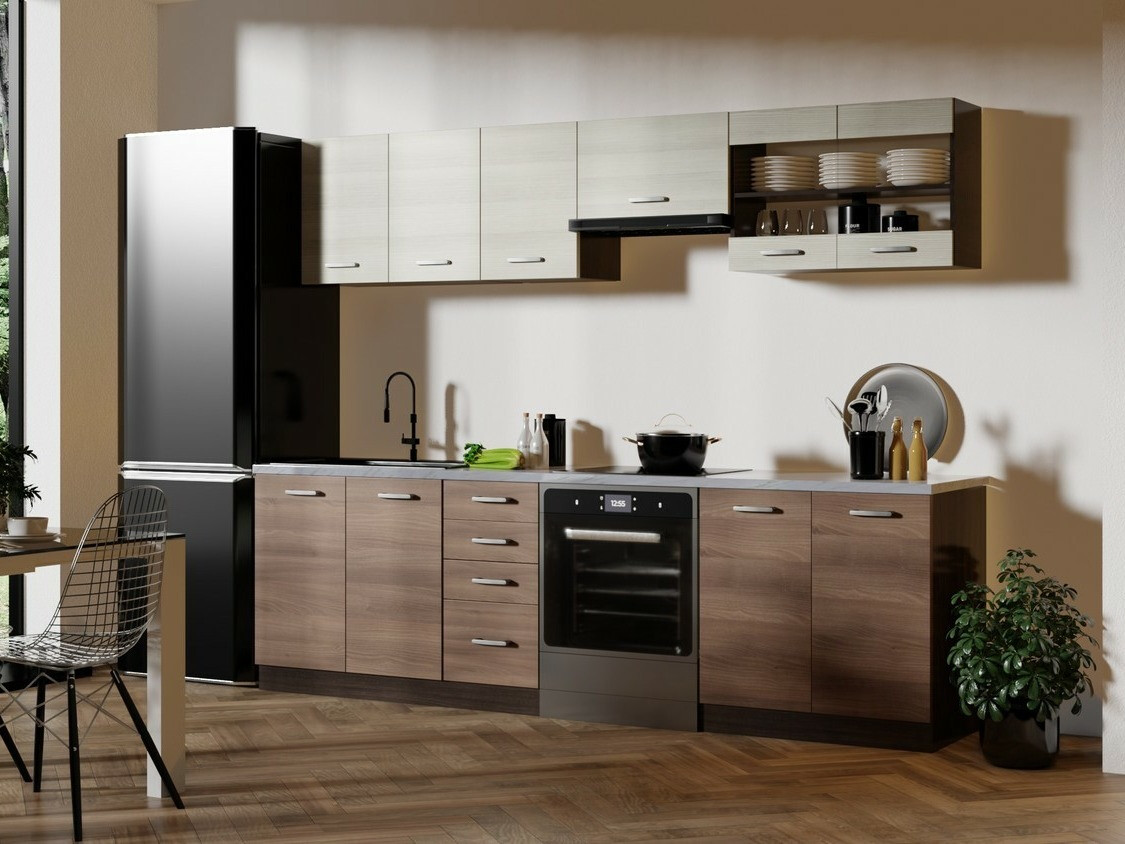 Composizione cucina Houston 1138 (Rovere moro + Rovere chiaro)