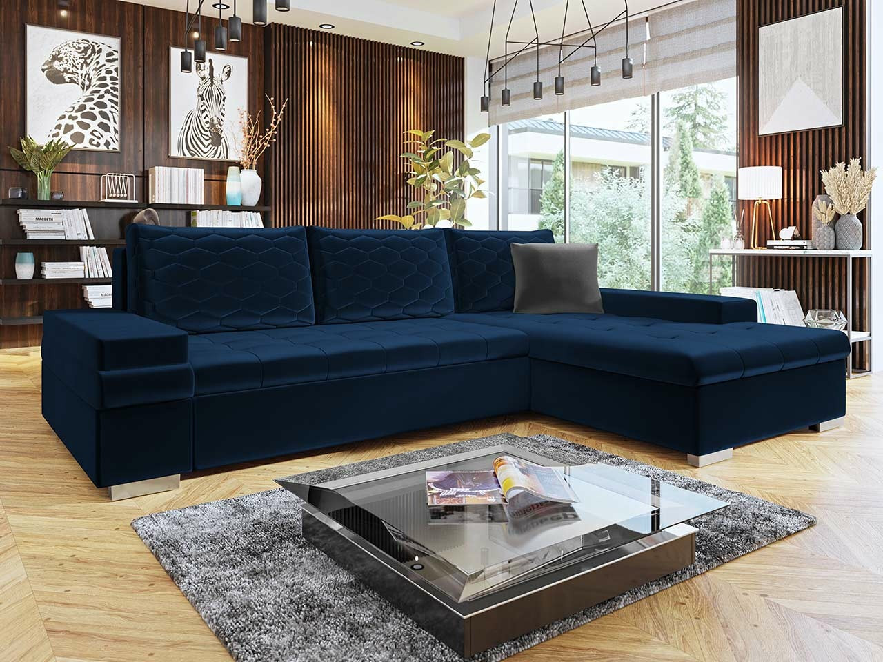 Divano angolare Comfivo Olivetum III (Magic Velvet 2216 + Magic Velvet 2216 + Magic Velvet 2217)