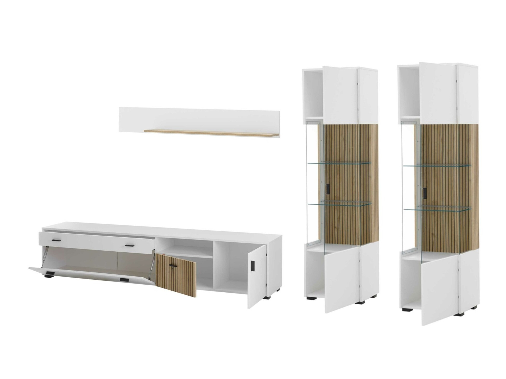 Parete attrezzata Belmelu 117 (Bianco + Quercia)