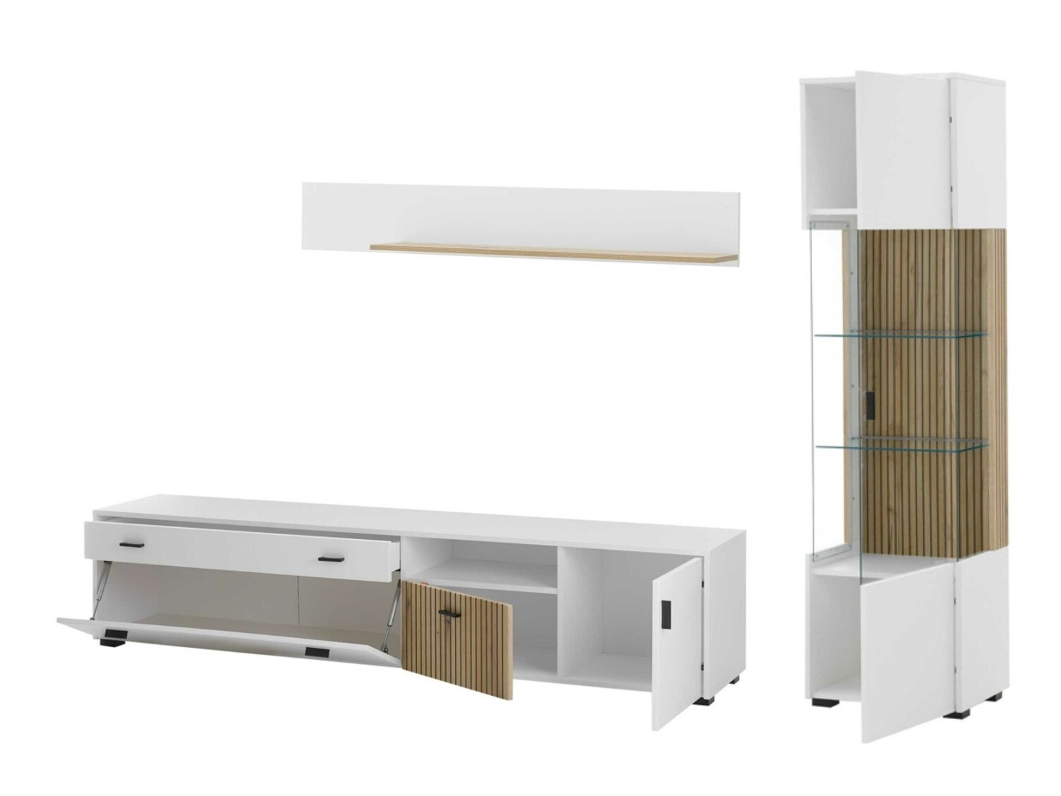 Parete attrezzata Belmelu 121 (Bianco + Quercia)