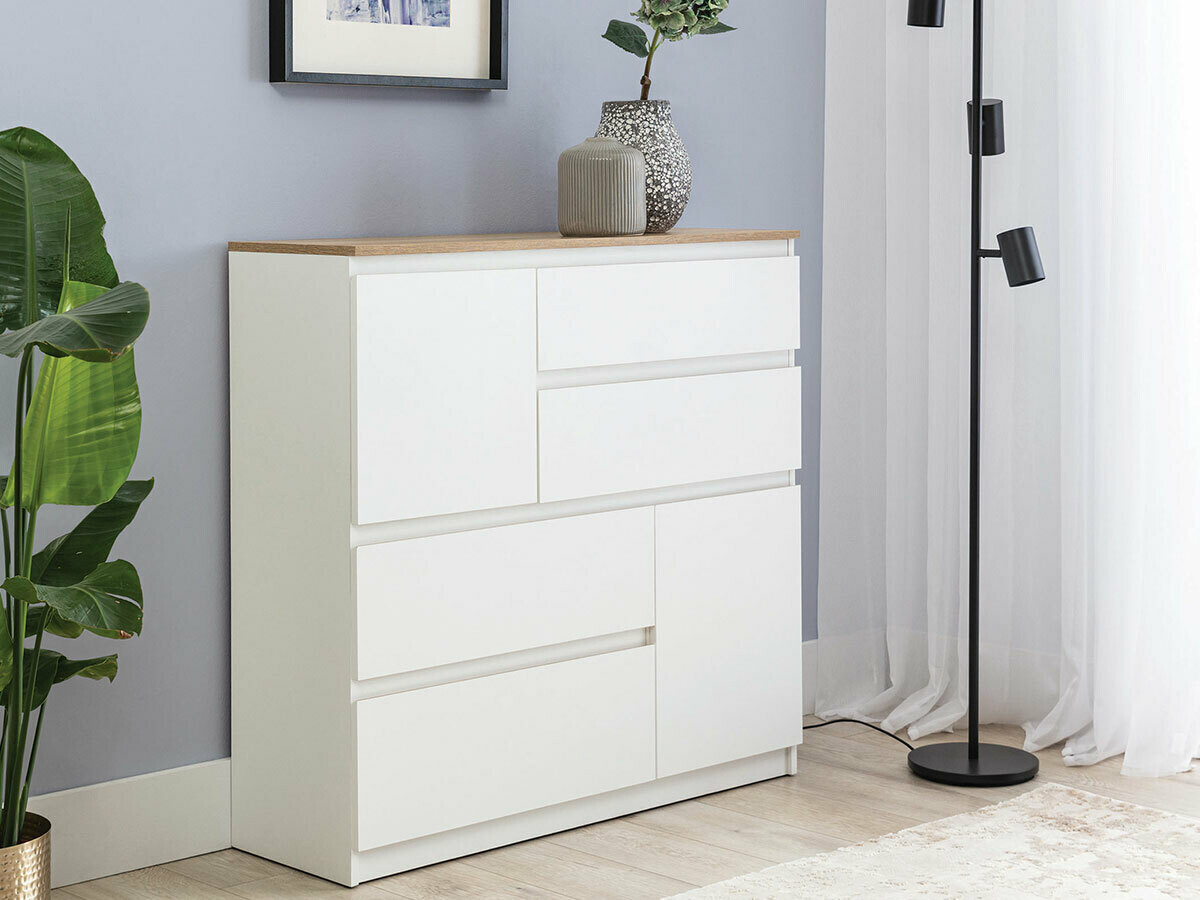 Cassettiera Catelbi 105 (Bianco + Quercia)