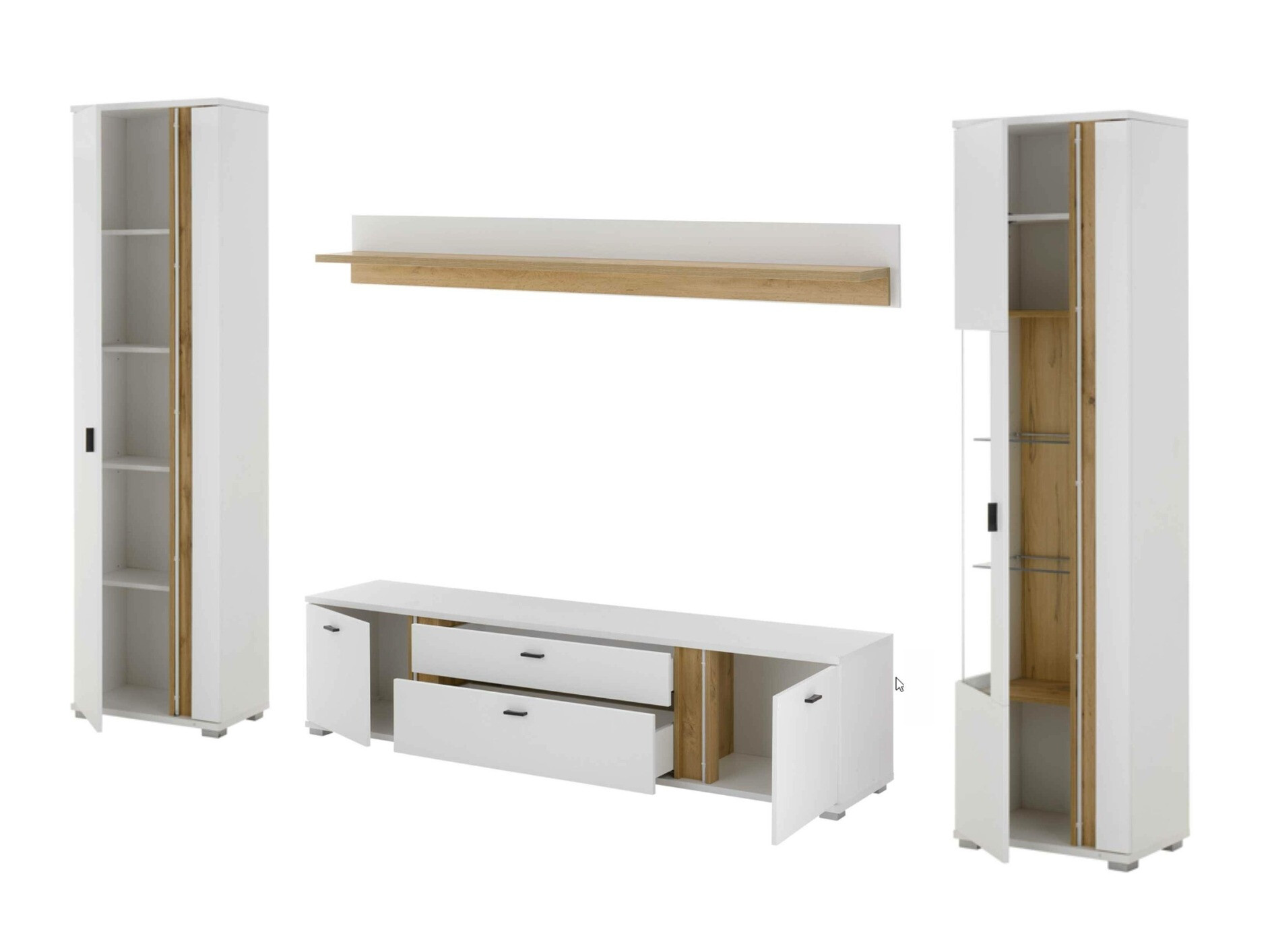 Parete attrezzata Avimavi 118 (Bianco + Quercia di Wotan)