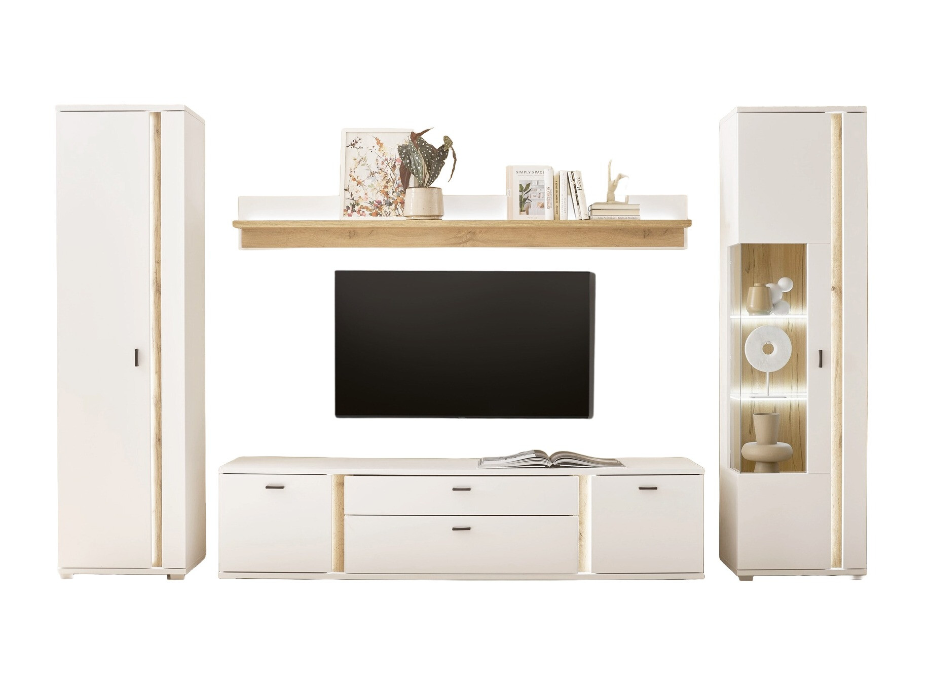 Parete attrezzata Avimavi 118 (Bianco + Quercia di Wotan)