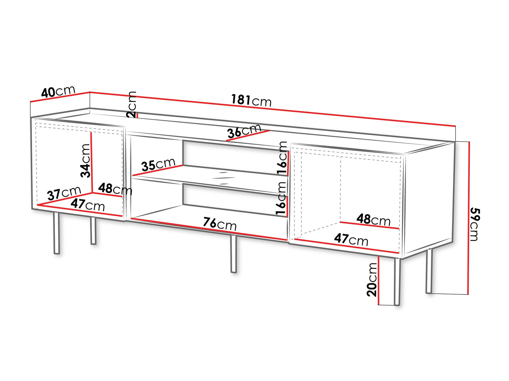 Mobile porta TV Sillen II (Cachemire)