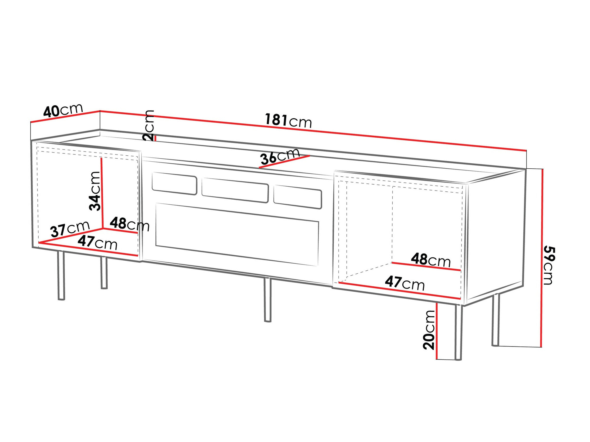 Mobile porta TV Sillen III (Cachemire)