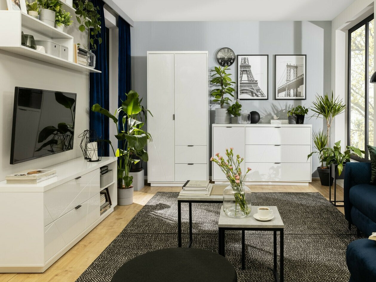 Armadio Fivale 105 (Bianco lucido + Bianco)