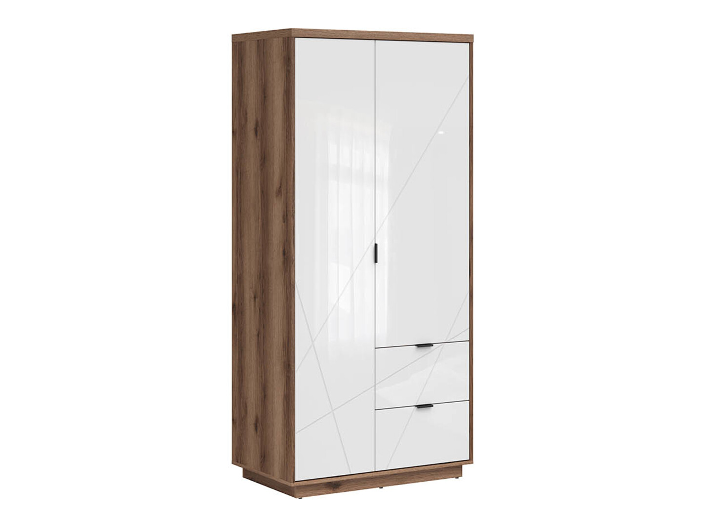 Armadio Fivale 105 (Bianco lucido + Rovere delano scuro)