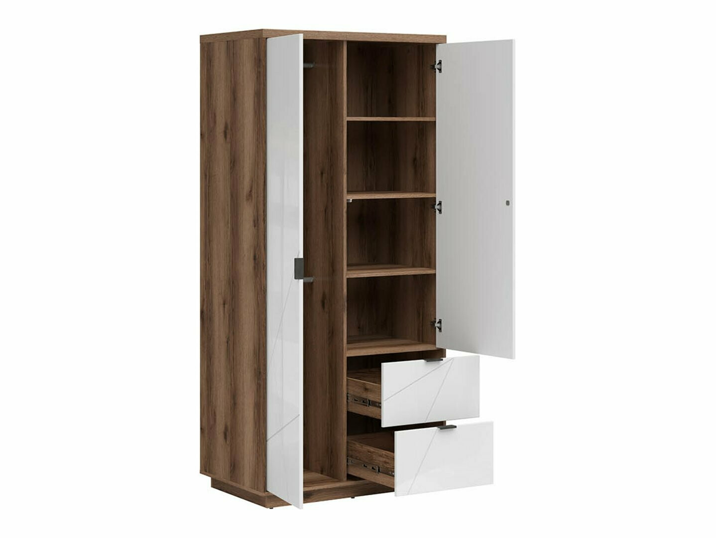Armadio Fivale 105 (Bianco lucido + Rovere delano scuro)