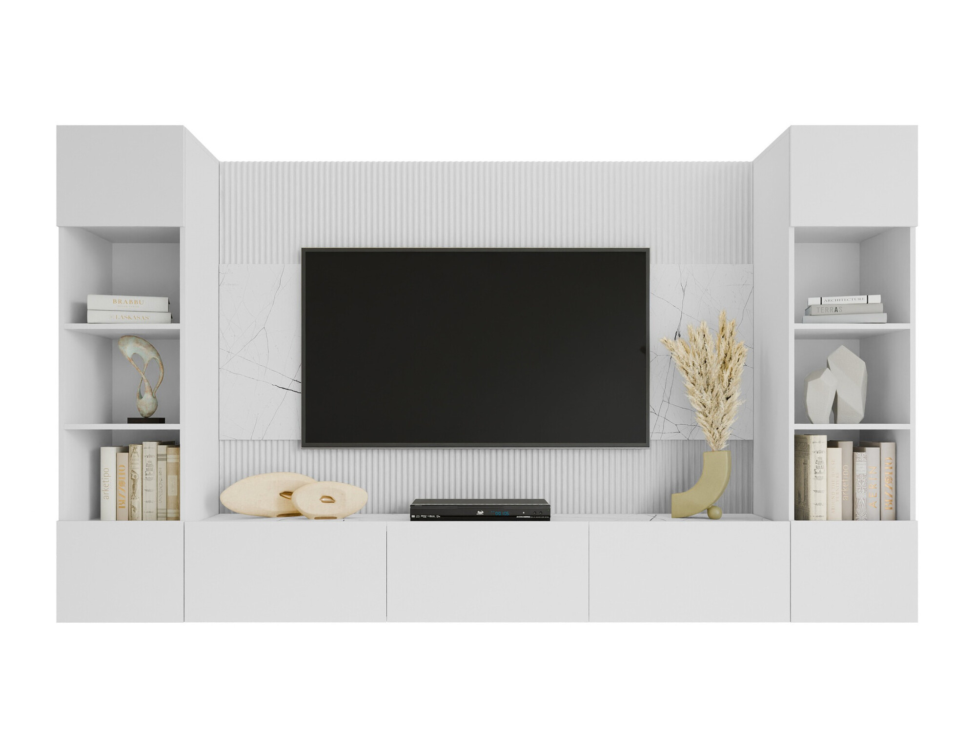 Parete attrezzata Comfivo Salix I (Bianco + Marmo bianco)