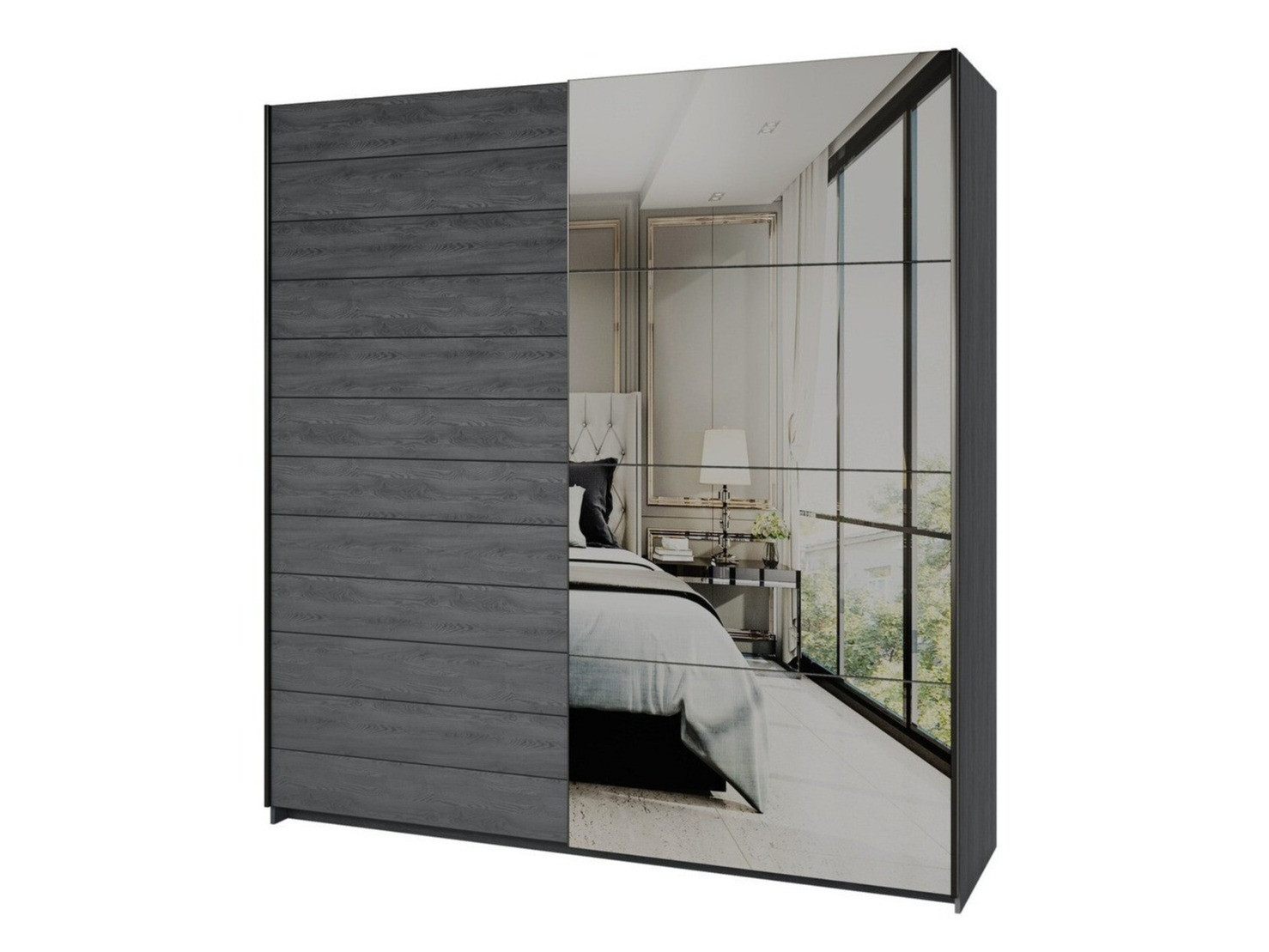 Armadio Levruvu 105 (Rovere grigio + Nero)