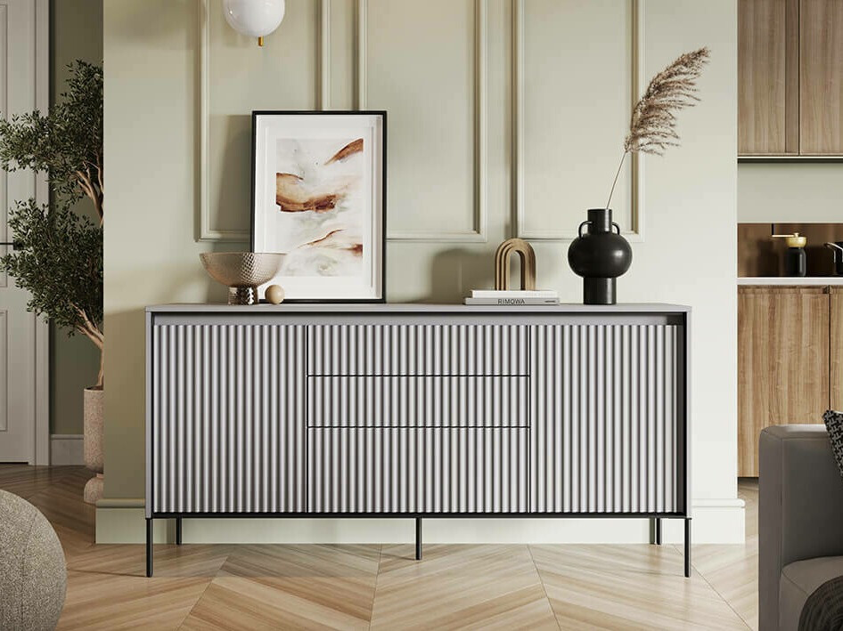 Cassettiera Fernolu 100 (Grigio + Nero)