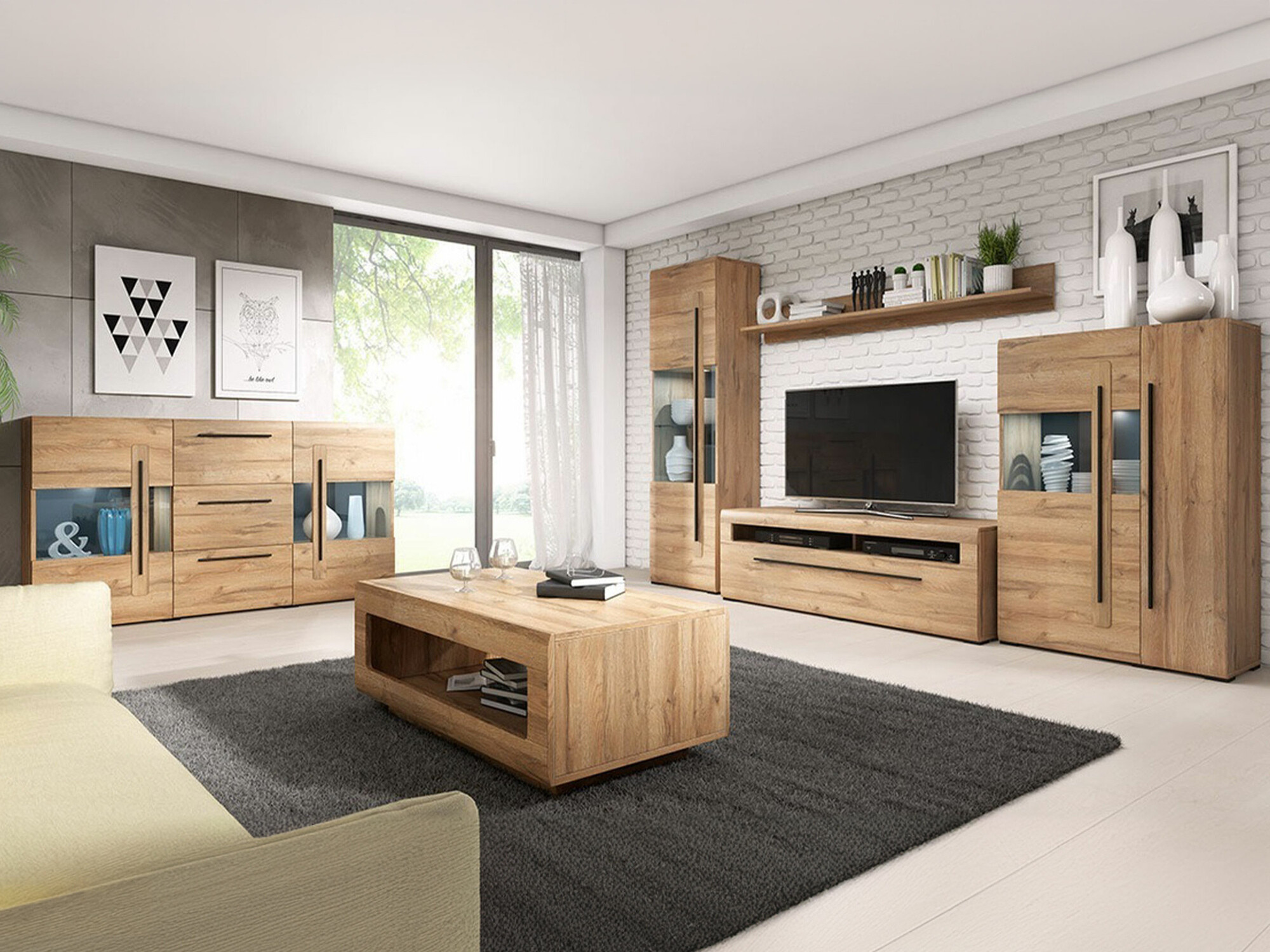 Parete attrezzata Ophsalu 112 (Nipote di quercia)