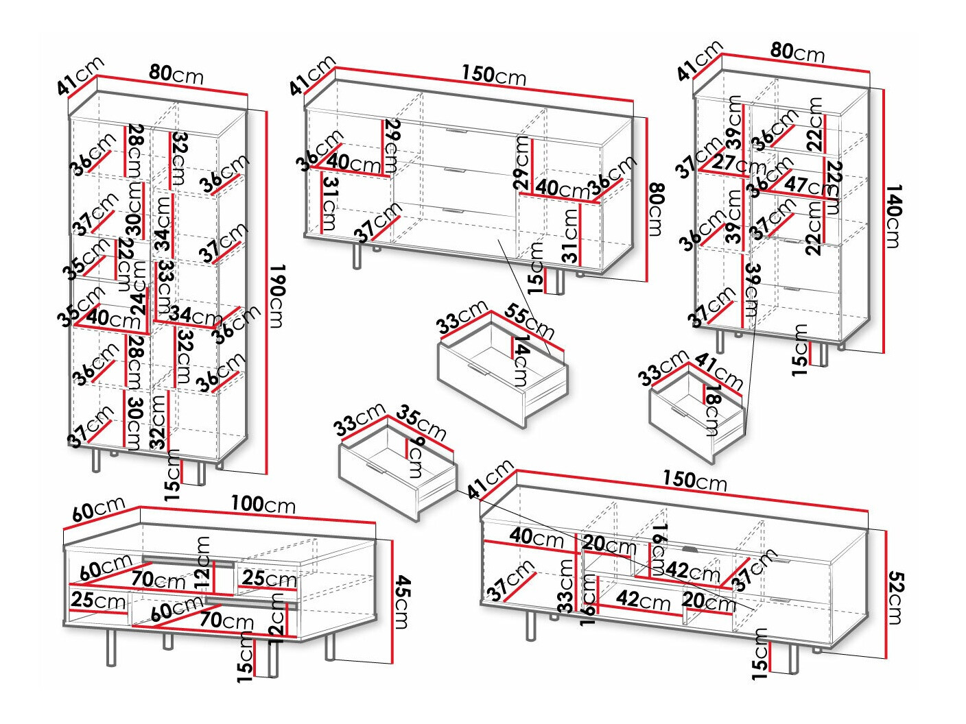 Parete attrezzata Decus I (Cachemire)