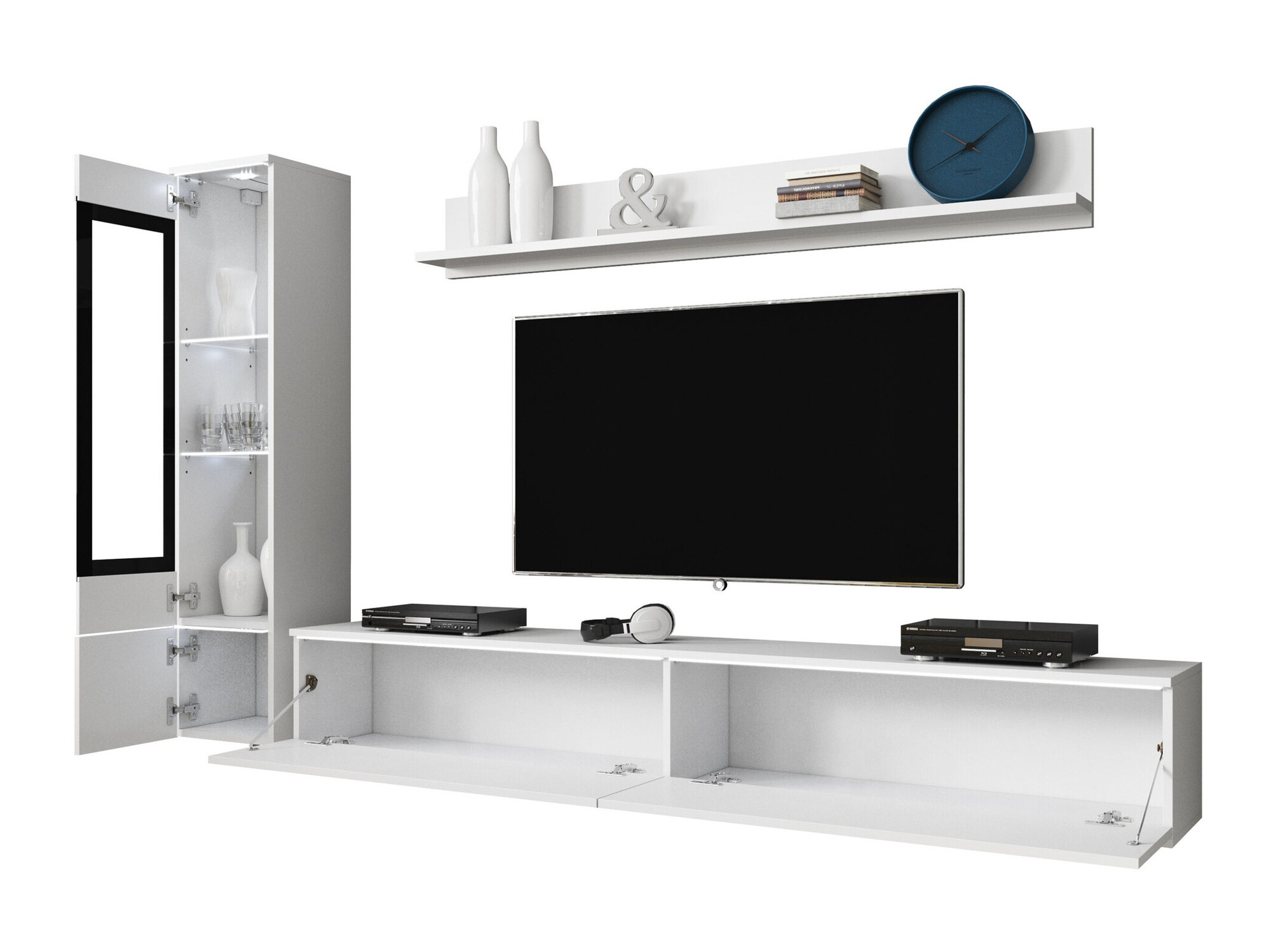 Parete attrezzata Mirfivo 100 (Bianco + Bianco lucido)