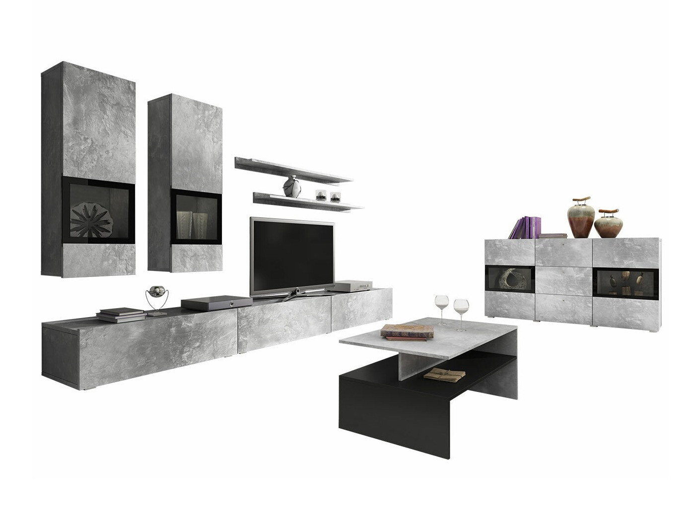 Parete attrezzata Serodeu 104 (Calcestruzzo)