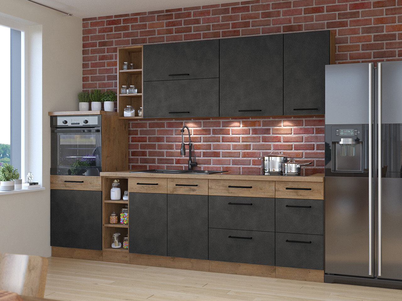 Set da cucina modulare Wood Grey 137