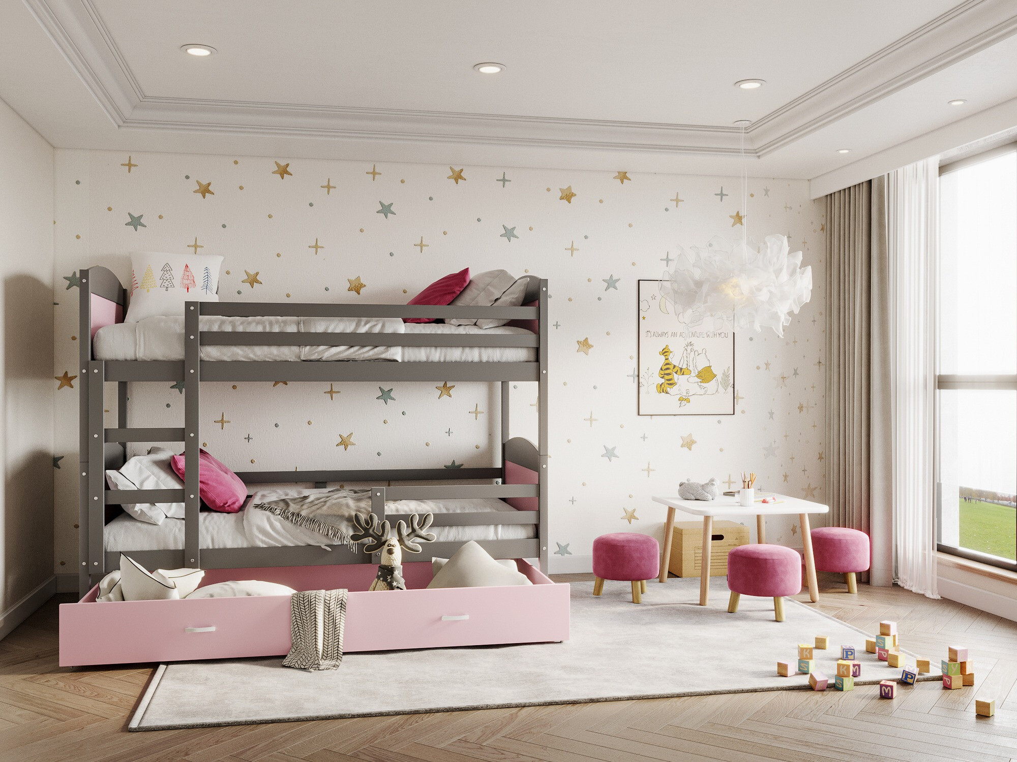 Letto a castello Aurora 102 (Fucsia)