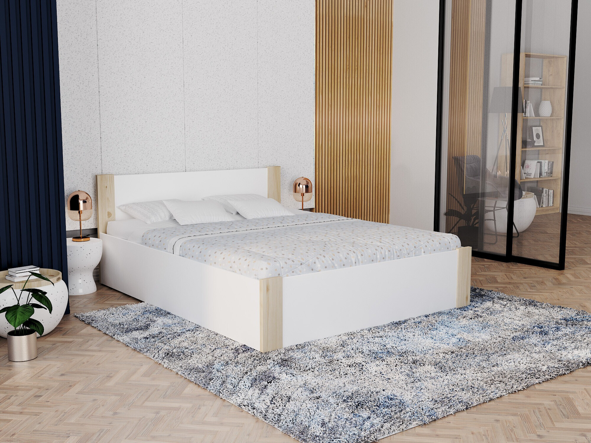 Letto Aurora 154 (Bianco + Pino)