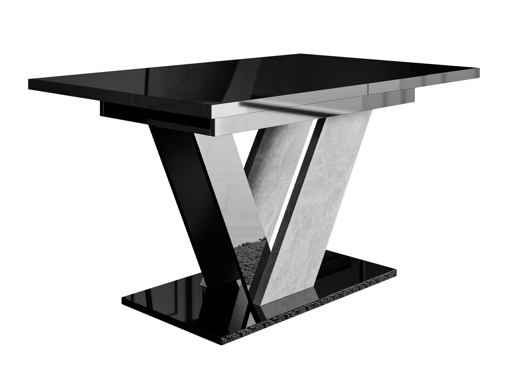 Tavolo Violium (Nero lucido + Calcestruzzo)