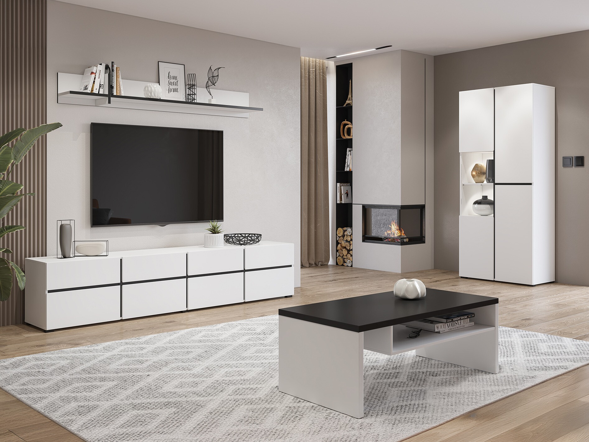 Parete attrezzata Alfere 117 (Bianco)