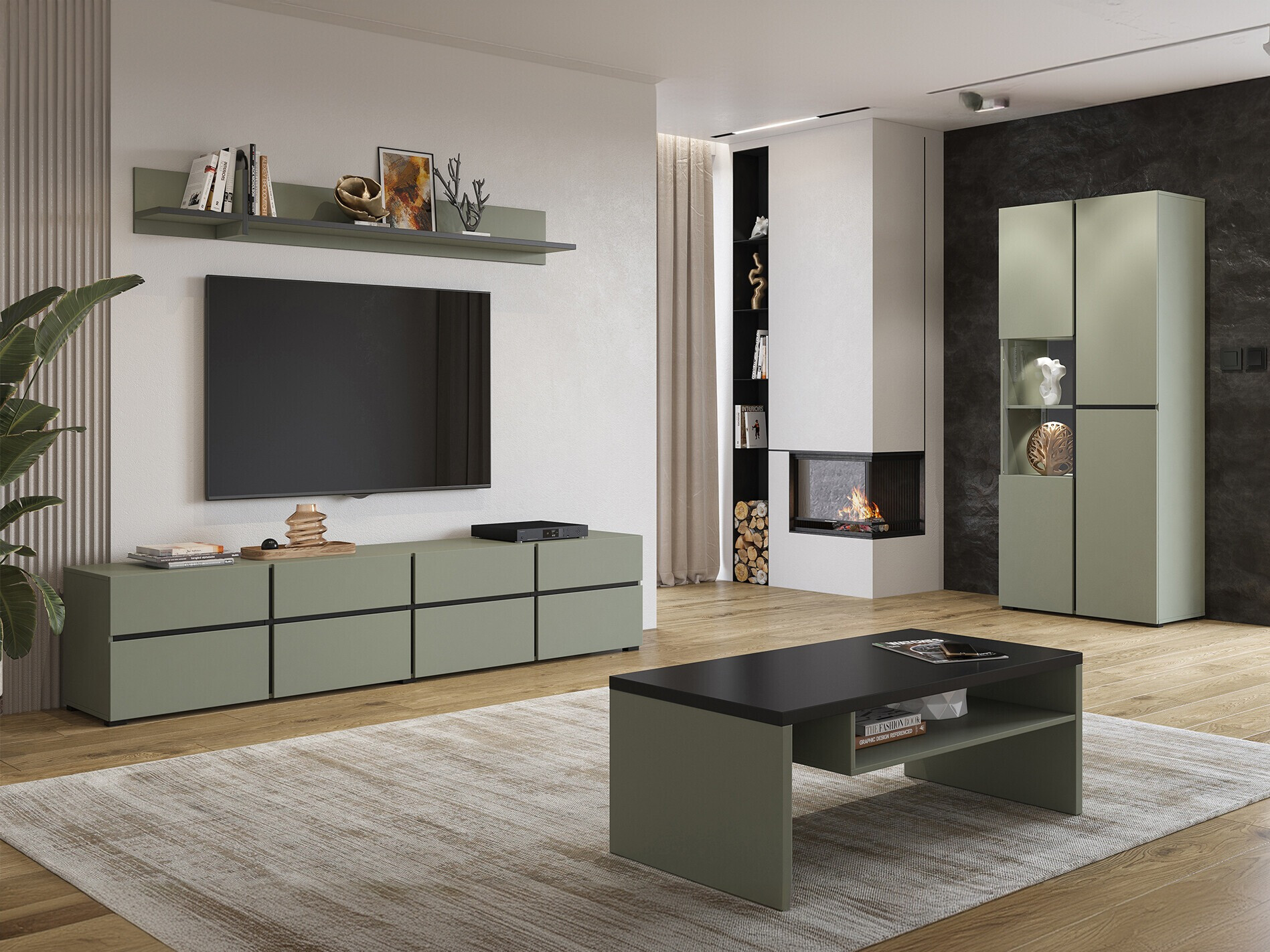 Parete attrezzata Alfere 117 (Verde)