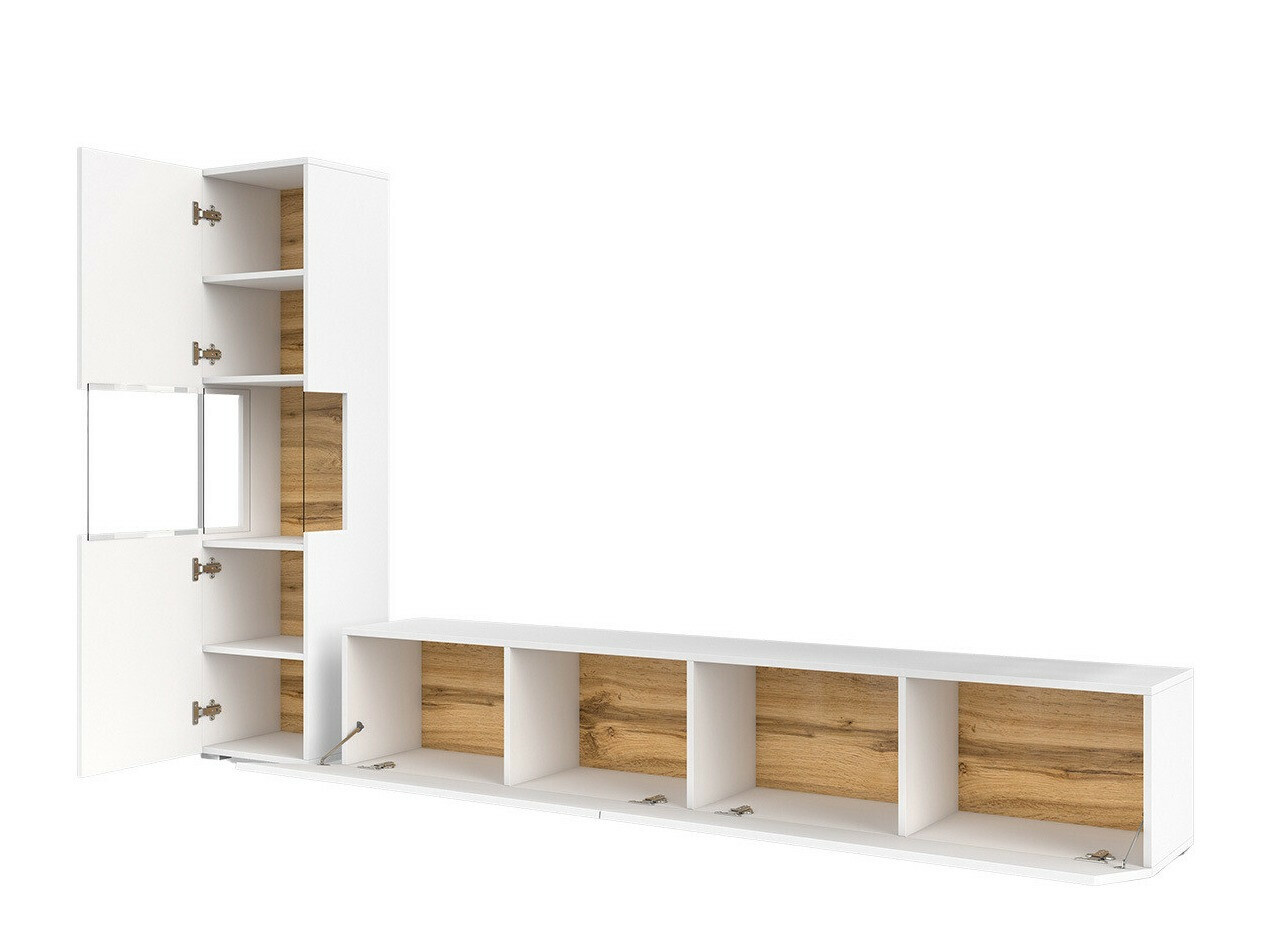 Parete attrezzata Revmiru 105 (Bianco + Quercia di Wotan)